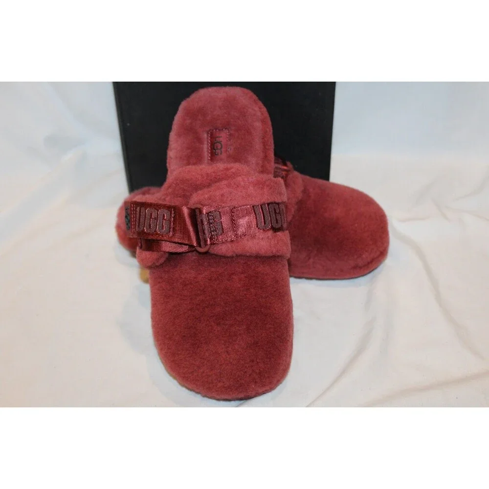 UGG WOMEN 9 MEN 7 SHEARLING LINED CLOG SLIPPERS NIB BURGUNDY NIB